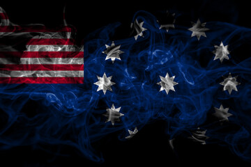 United States of America, America, US, USA, American, Easton, Pennsylvania smoke flag isolated on black background