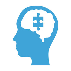 mental health profile human with brain organ and puzzle piece vector illustration design