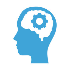 mental health profile human with brain organ and gear vector illustration design