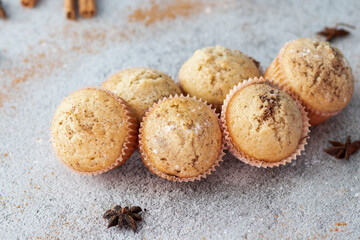 
Homemade muffins with different fillings