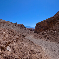 Fototapeta na wymiar Lonely trail in valley of the moon, Atacama salt desert, Chile
