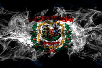 United States of America, America, US, USA, American, West Virginia smoke flag isolated on black...