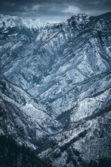 Snowy wild valley italian Alps mountain range Italy  season mood