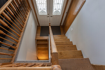 vintage stairs leading down to a lower level