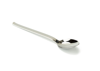 large metal soup spoon isolated on white background