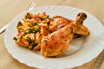 Chicken with stuffing on plate