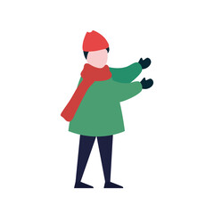 little boy wearing winter clothes character vector illustration design