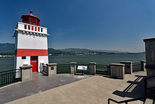 VANCOUVER, BRITISH COLUMBIA, CANADA, MAY 31, 2019: The Brockton Point Lighthouse in Stanley Park, Vancouver, BC.