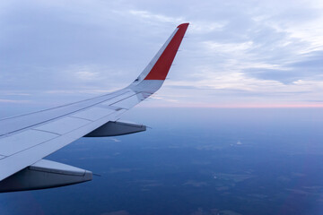 Clouds and sky as seen through the plane window. background, space for copy space