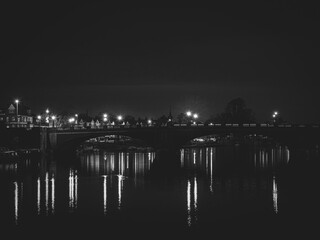 Bridge over water in the night, long exposure