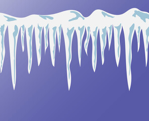 Obraz na płótnie Canvas Snows with icicles on purple background. Flat. Vector illustration. Eps10