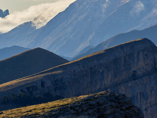 Views of parts of the Ordesa valley from the viewpoints, Aragonese Pyrenees, Spain