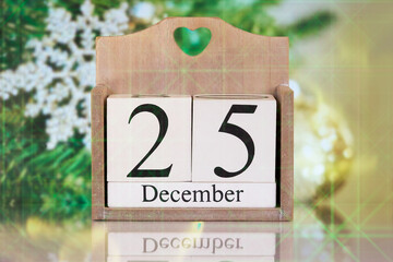 Christmas background date on wooden panel