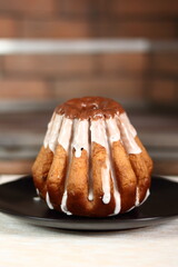 Sweet yeast cake with sugar icing