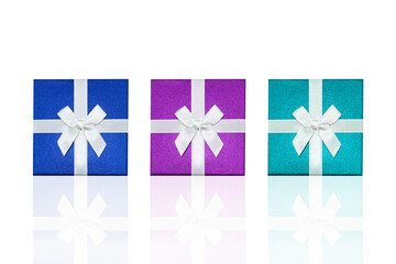 luxury color gift box for holiday event silk wrap on white background