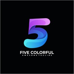 Number colorful logo design modern
