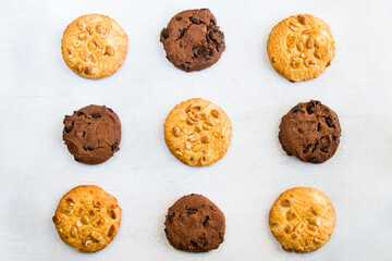 Cookies on the white background, sweet pastry dessert