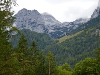 Fototapeta na wymiar Outlook in the bavarian alps near Ramsau