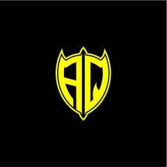the initial letter of the shield logo A Q is yellow.