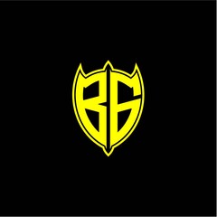 the initial letter of the shield logo B G is yellow.