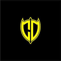 the initial letter of the shield logo C O is yellow.