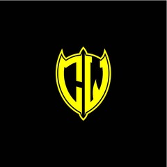 the initial letter of the shield logo C W is yellow.