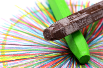close-up of a colorful crayons