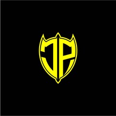 the initial letter of the shield logo J P is yellow.