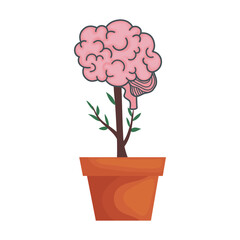 mental health brain organ in houseplant vector illustration design