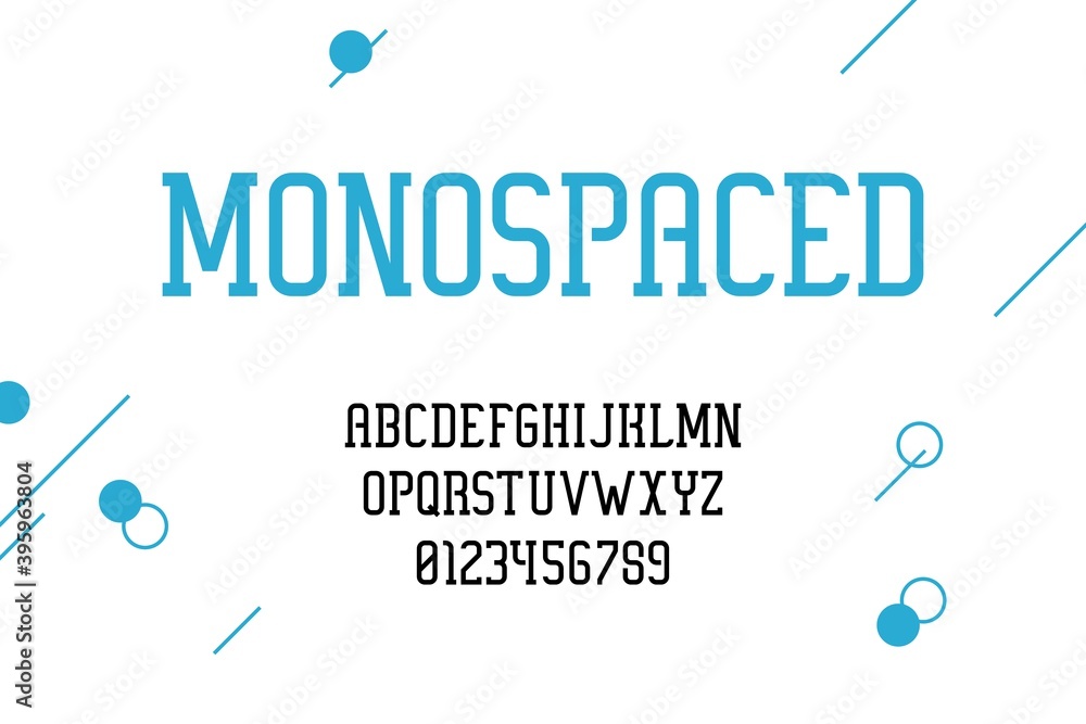 Fototapete alphabet. modern typeface design. minimalist monospace font with uppercase text symbols or numbers. 
