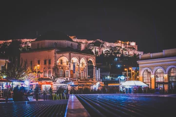 Papier Peint photo Lavable Athènes Monastiraki square at night