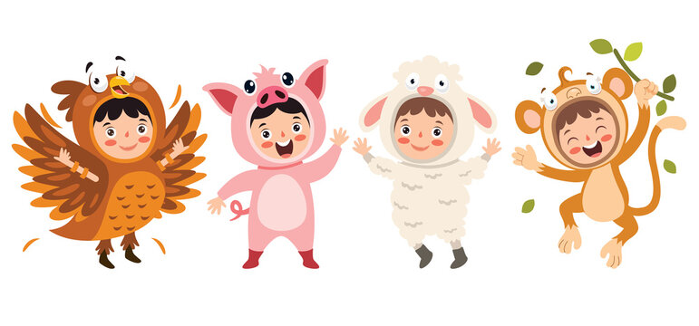 Funny Children Waering Animal Costumes