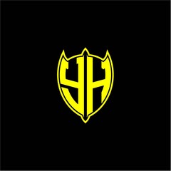 the initial letter of the shield logo Y H is yellow.