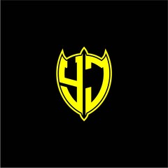 the initial letter of the shield logo Y J is yellow.
