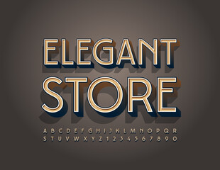 Vector premium logo Elegant Store. Vintage style Font. Old fashioned Alphabet Letters and Numbers set