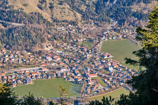 The town of bayrischzell seen from above