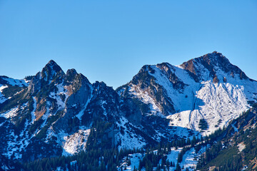 Ruchenkoepfe and Rotwand, two mountains in southern bavaria, seen from afar