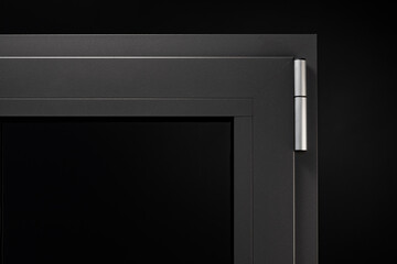 Detail of aluminium manufactureted window on black background 