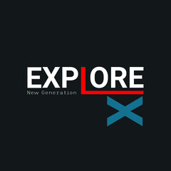 Lettering of explore with Illustration vector graphic. suitable t for t-shirts design, clothing, hoodies, etc.