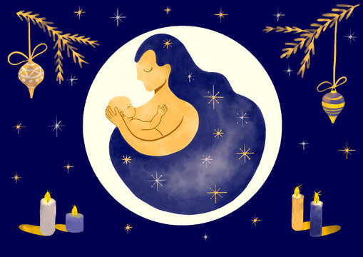 Weihnachtskarte Maria mit Jesuskind