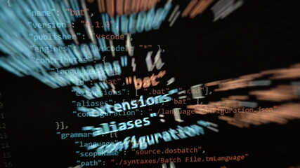 Abstract computer script code. Programming code screen of software developer. Software Programming...