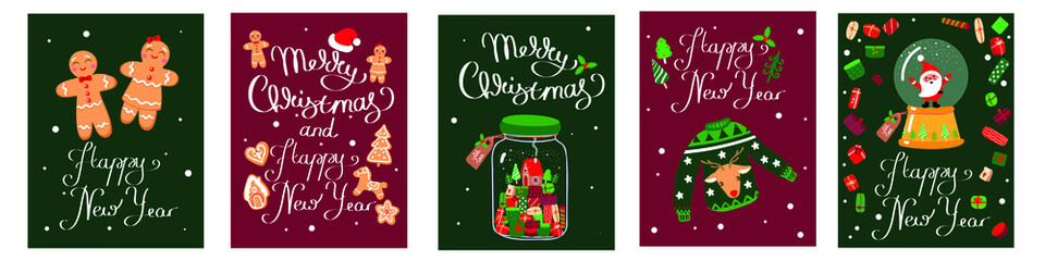 christmas and new year card set