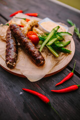 grilled meat with vegetables