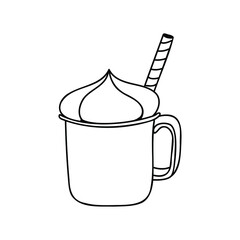 hot winter drink doodle on the white background