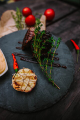 grilled meat with vegetables