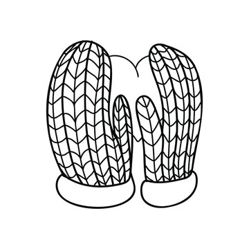 black and white knitted mittens clip art preview