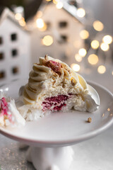 Dessert pavlova with raspberry sauce 