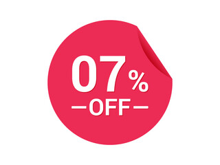 7% Sale of special offers, 7% off discount sticker, ad offer on shopping