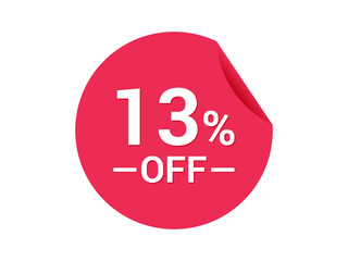 13% Sale of special offers, 13% off discount sticker, ad offer on shopping