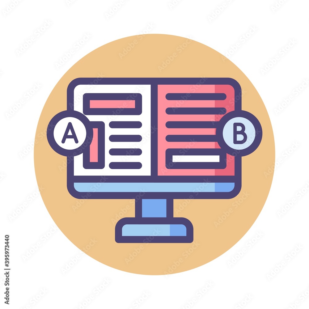 Poster split testing, a/b comparison testing concept with computer vector illustration.